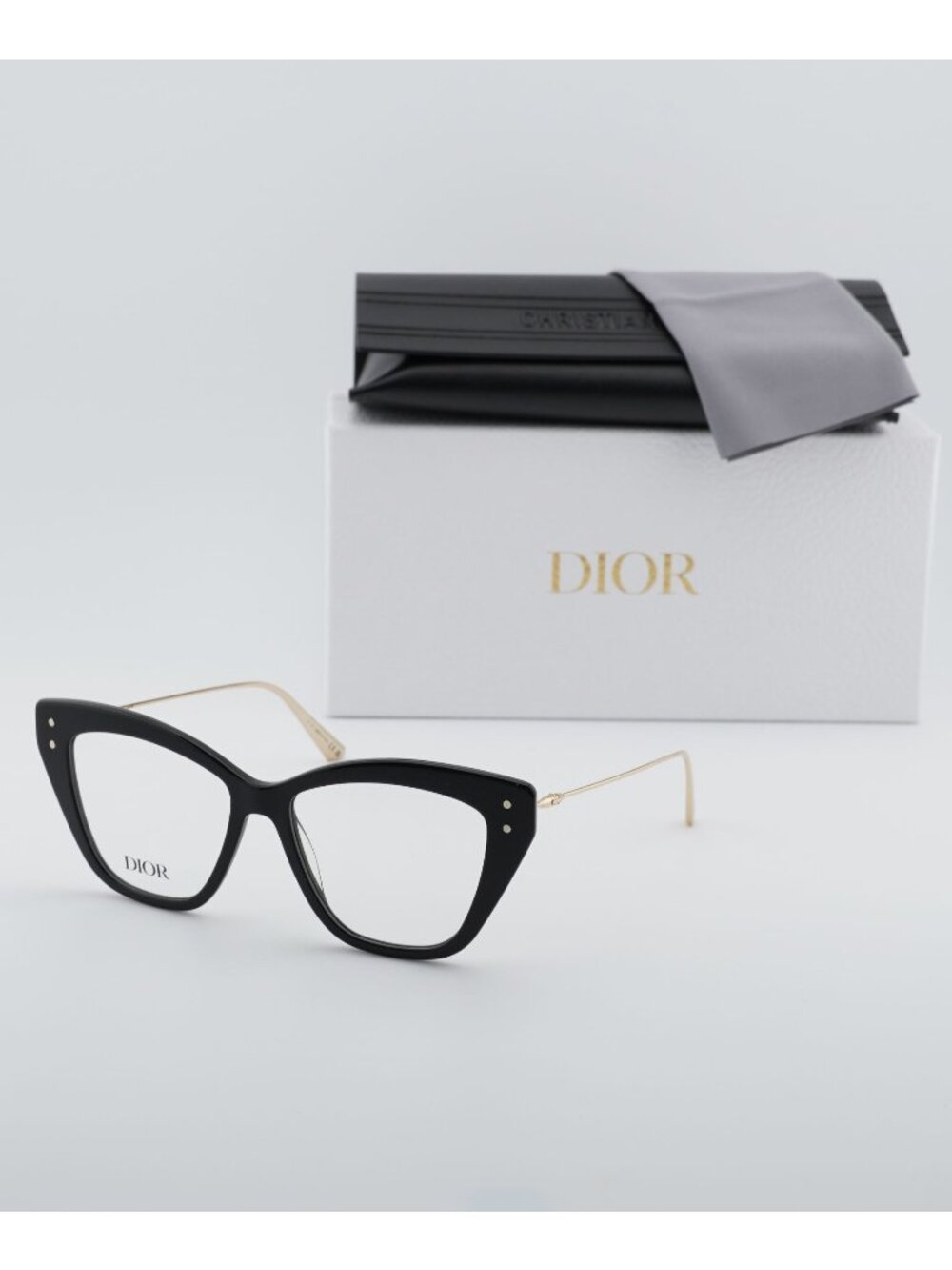 Dior MISSDIORO B3I 1200 Cat Eye Eyeglasses 52mm - Black/Gold